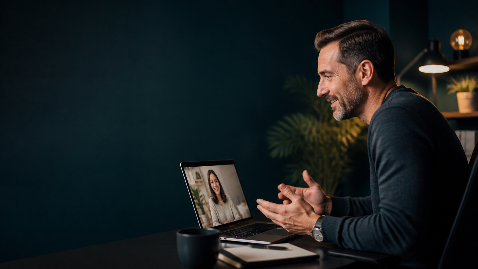 Web consultant helping a client during a video call