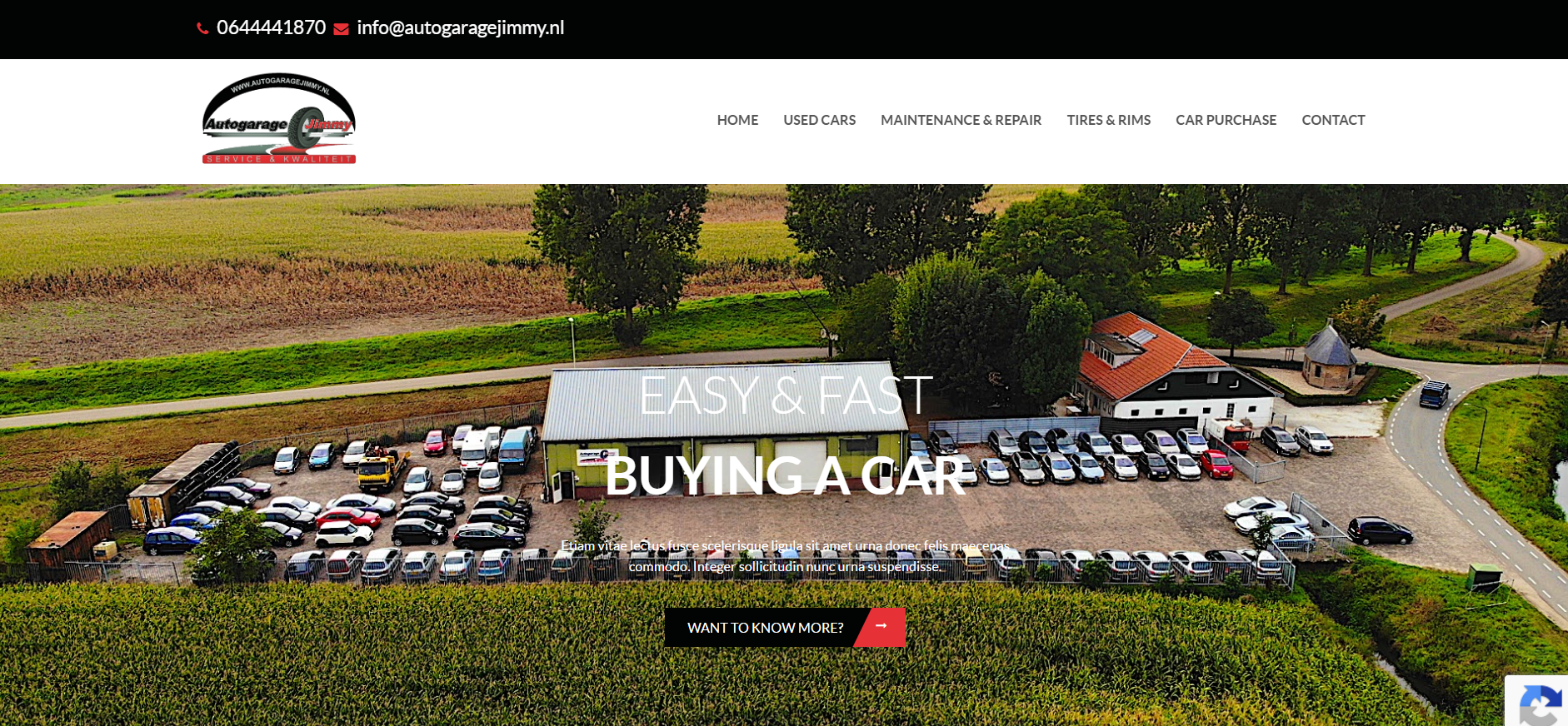 The previous Autogarage Jimmy website homepage