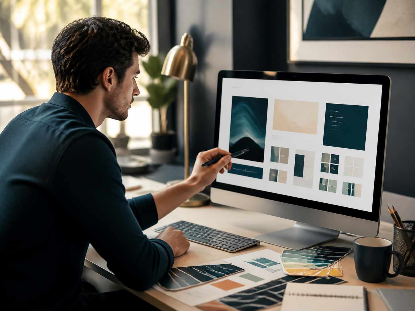 Web designer creating a custom website